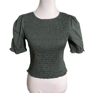 Mauby Dark Green Smocked Crop Top